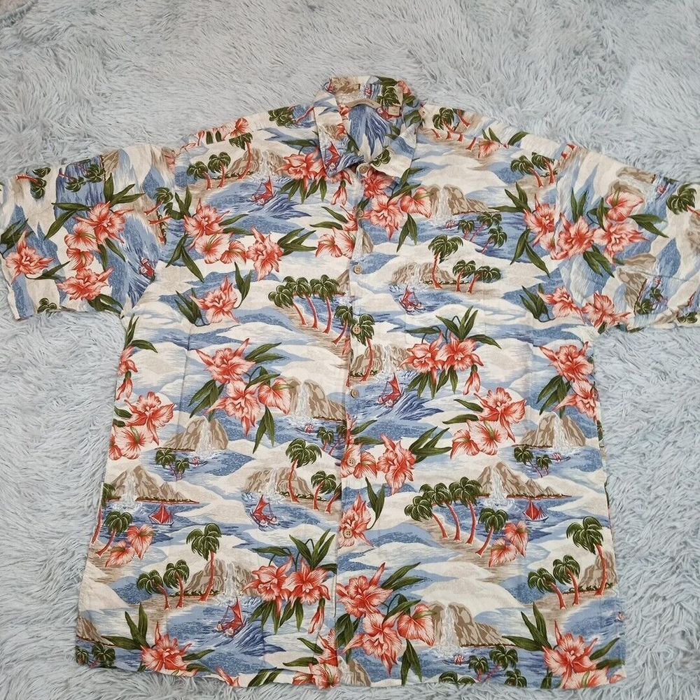Paradise Collection Mens Shirt‎ XXL Button Up Hawaiian Tropical Floral 2XL